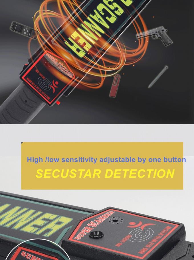 Super Wand Hand Held Metal Detector 360 Degree Detection IP55 With Sound LED Alarm 0